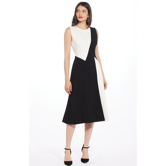 Anthropologie Eva Franco Black and White Knit Midi Sleeveless Zen Dress - Picture 2 of 3